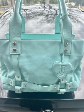Y2K Vintage 2004 P&G ERA Juicy Couture Aqua Leather Shoulder Bag